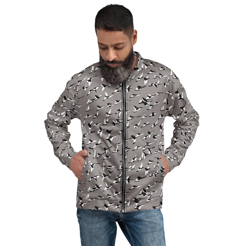 Monochrome Migration on Bomber Jacket — Front