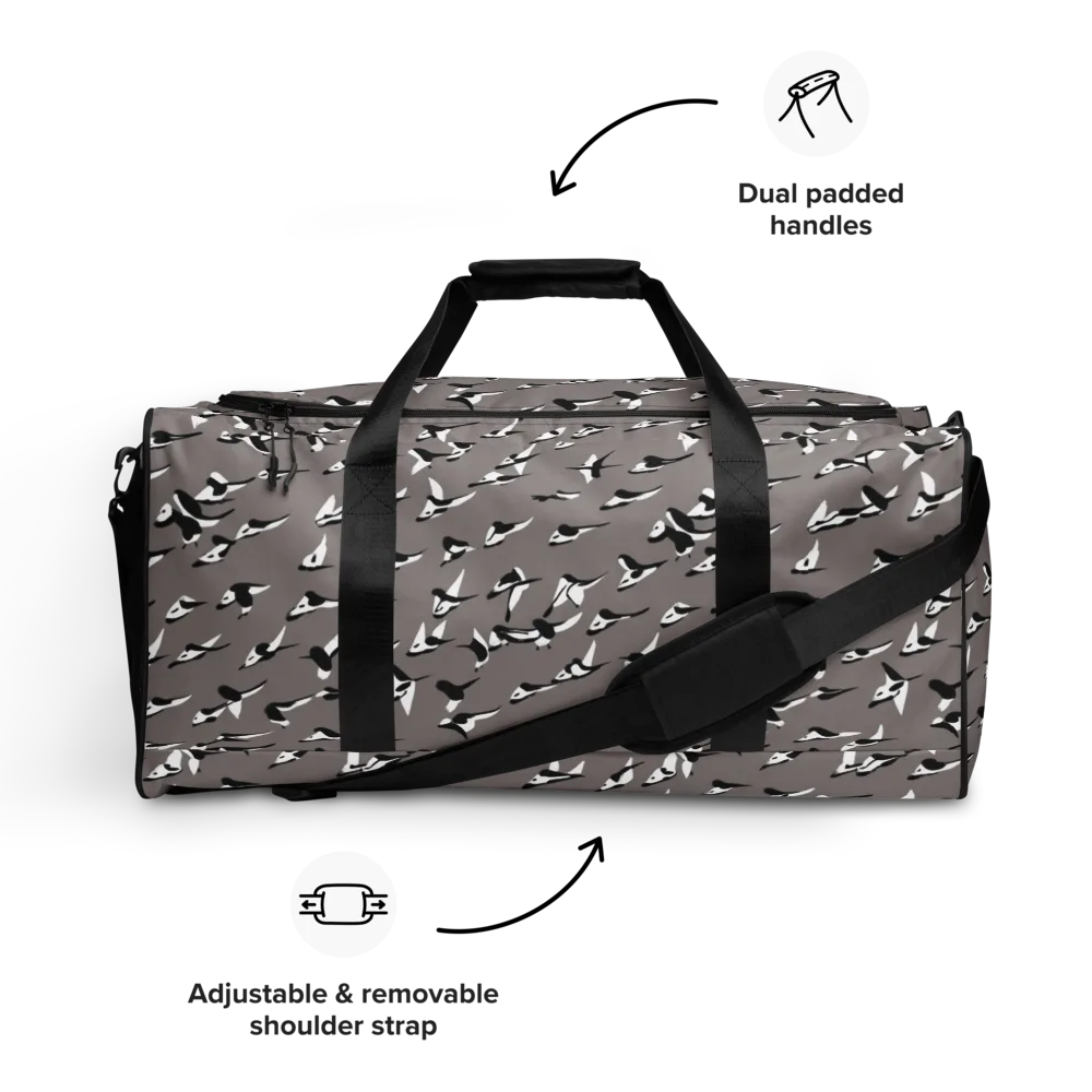 Monochrome Migration on Duffle Bag — Front