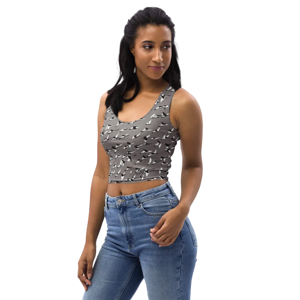 Monochrome Migration on Crop Top — Left Front