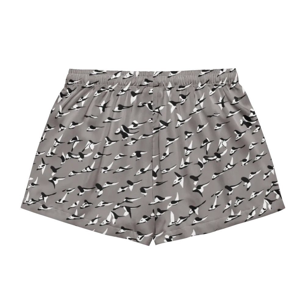 Monochrome Migration on Women's Pajama Shorts — Back