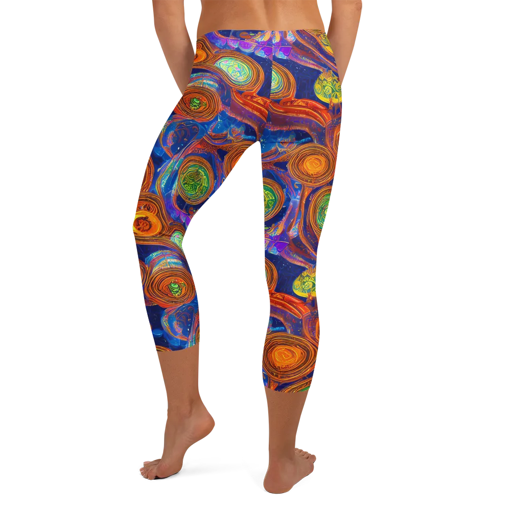 Cobalt Kaleidoscope on Capri Leggings — Back