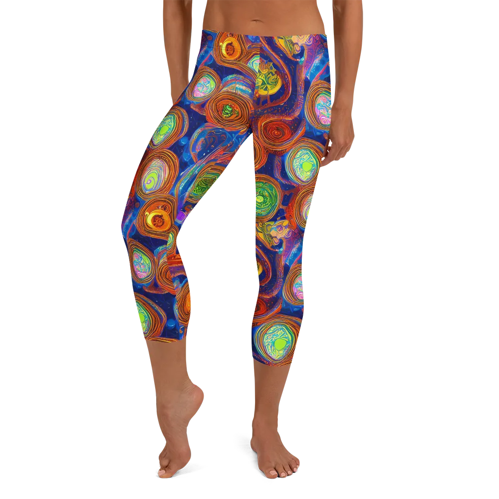 Cobalt Kaleidoscope on Capri Leggings — Front
