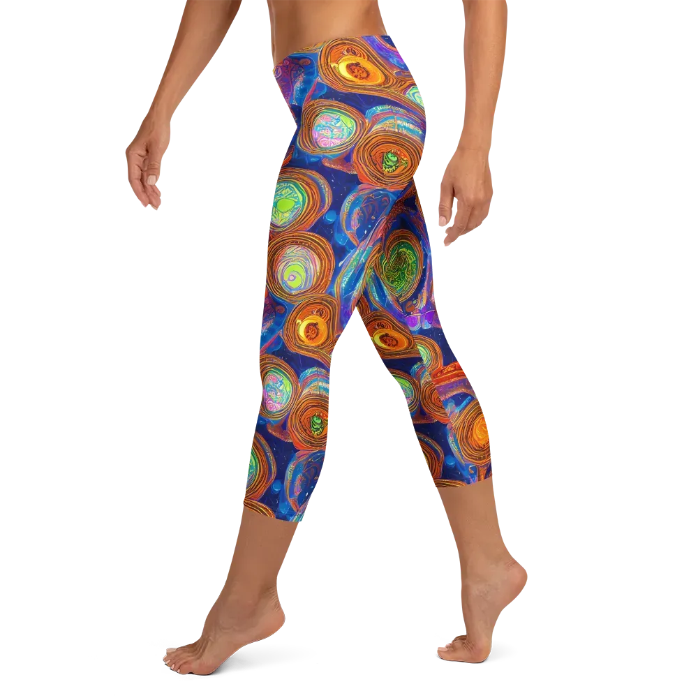 Cobalt Kaleidoscope on Capri Leggings — Left
