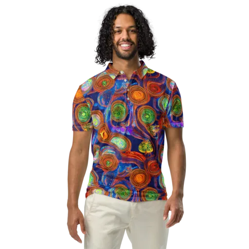 Cobalt Kaleidoscope on a Men's Slim Fit Polo Shirt