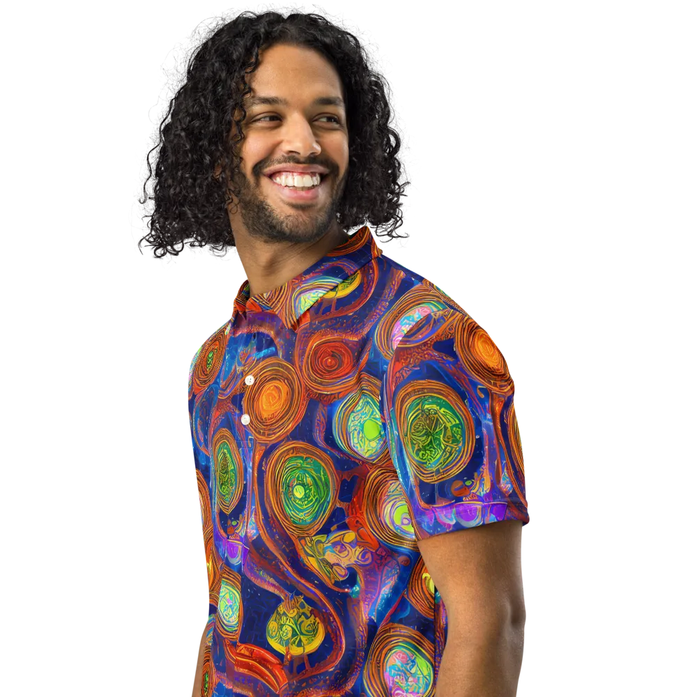 Cobalt Kaleidoscope on Men's Slim Fit Polo Shirt — Left Front