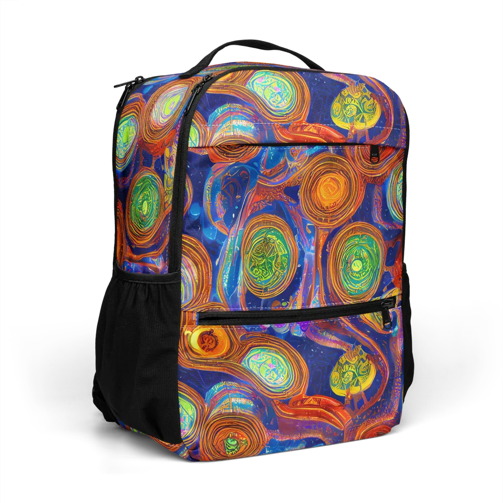 Cobalt Kaleidoscope on Utility Backpack — Right Front