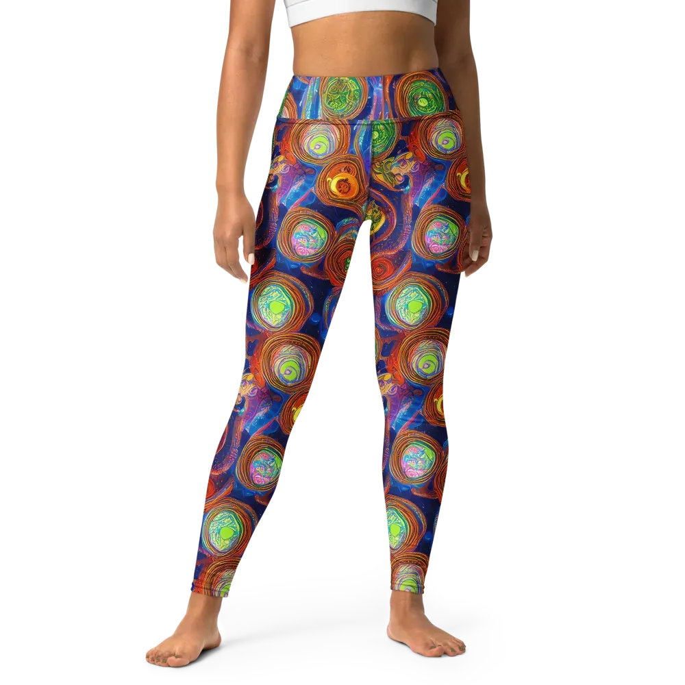 Cobalt Kaleidoscope on Yoga Leggings — Front