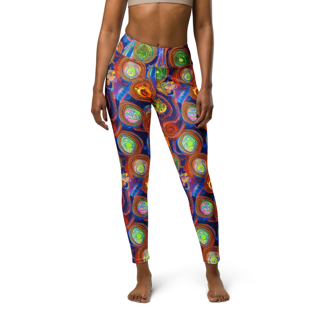 Cobalt Kaleidoscope on Yoga Leggings — Front