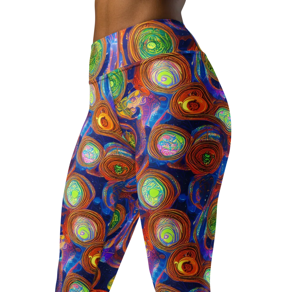 Cobalt Kaleidoscope on Yoga Leggings — Left Front