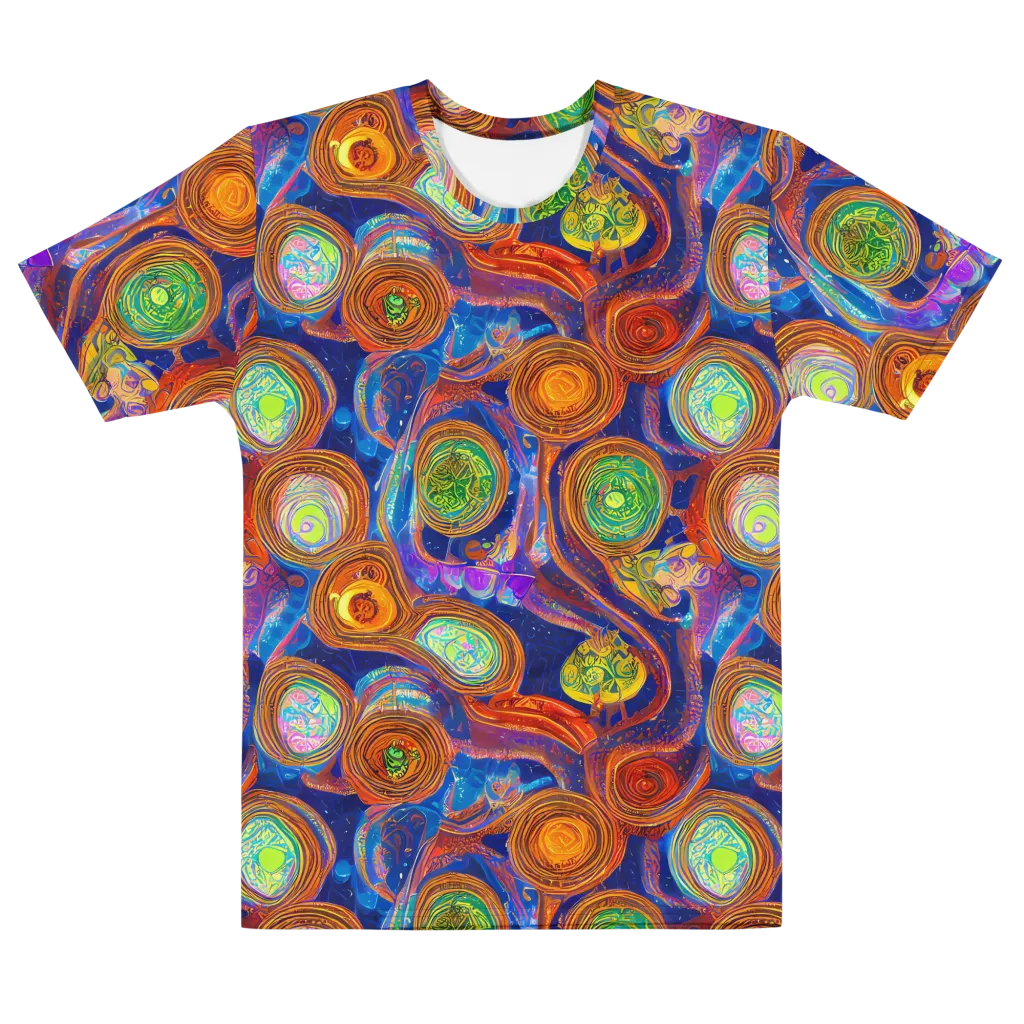 Cobalt Kaleidoscope on Men's Cotton Crew Neck T-Shirt — Front