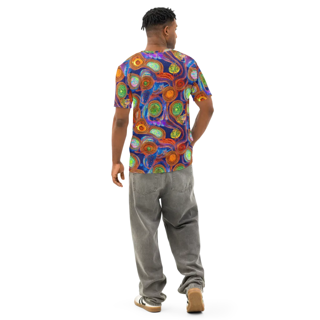 Cobalt Kaleidoscope on Men's Cotton Crew Neck T-Shirt — Back