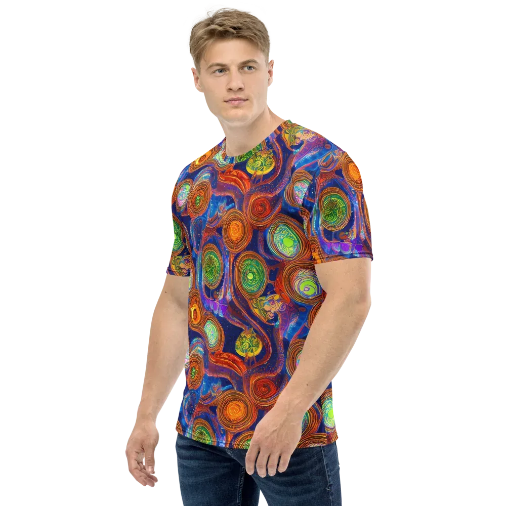 Cobalt Kaleidoscope on Men's Crew Neck T-Shirt — Left