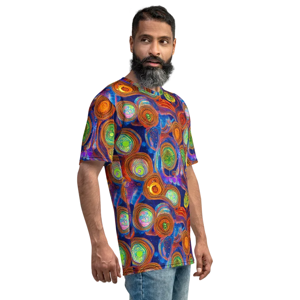 Cobalt Kaleidoscope on Men's Crew Neck T-Shirt — Right