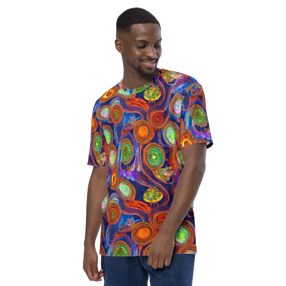 Cobalt Kaleidoscope on Men's Crew Neck T-Shirt — Left