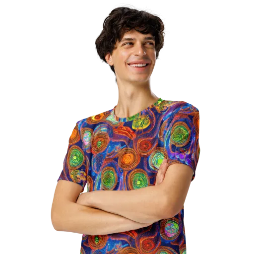 Cobalt Kaleidoscope on a Men's Crew Neck T-Shirt
