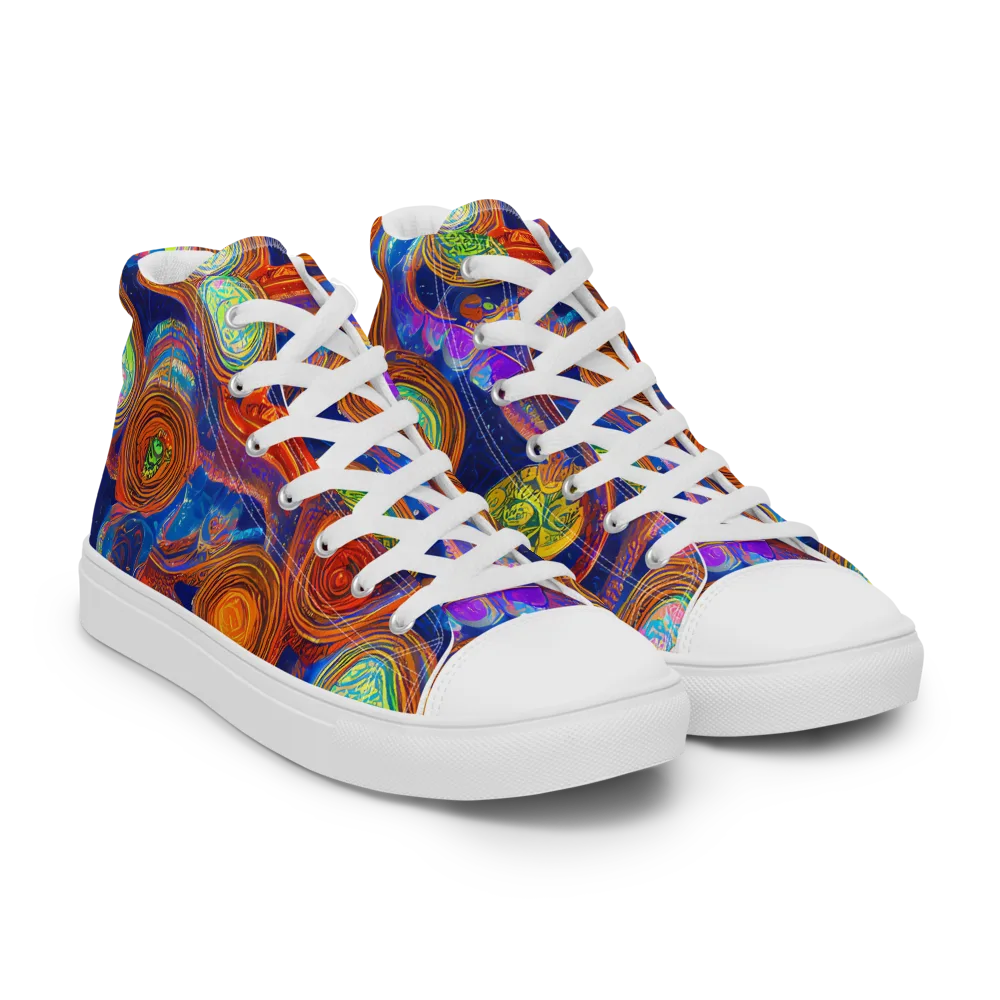 Cobalt Kaleidoscope on Men's High Top Canvas Shoes — Right Front