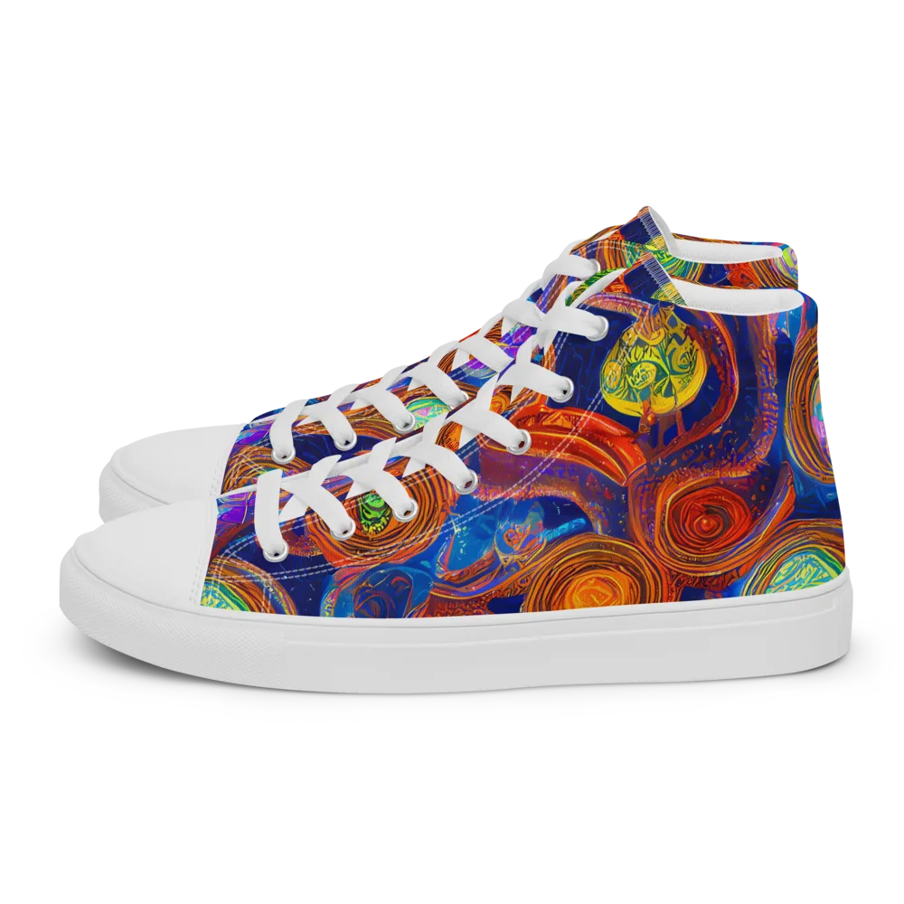 Cobalt Kaleidoscope on Men's High Top Canvas Shoes — Left
