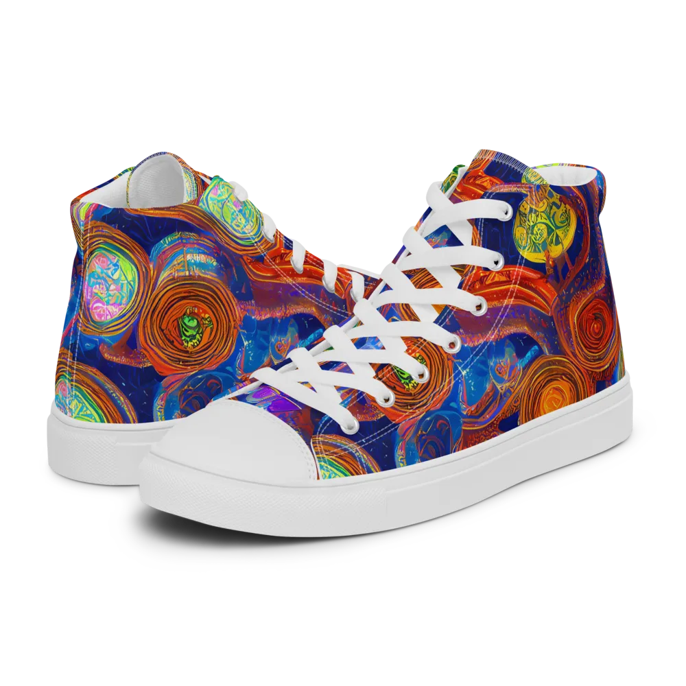 Cobalt Kaleidoscope on Men's High Top Canvas Shoes — Left
