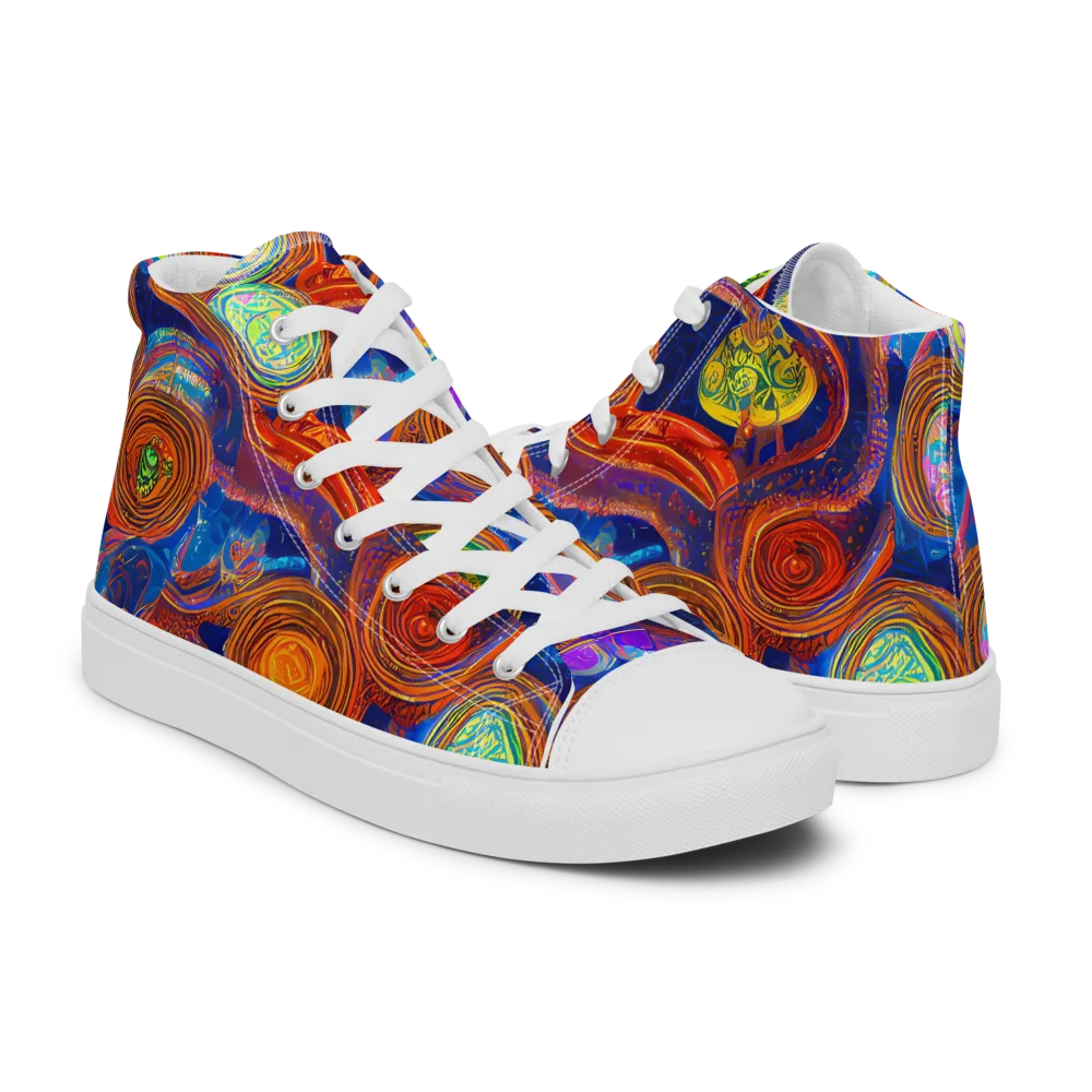 Cobalt Kaleidoscope on Men's High Top Canvas Shoes — Right
