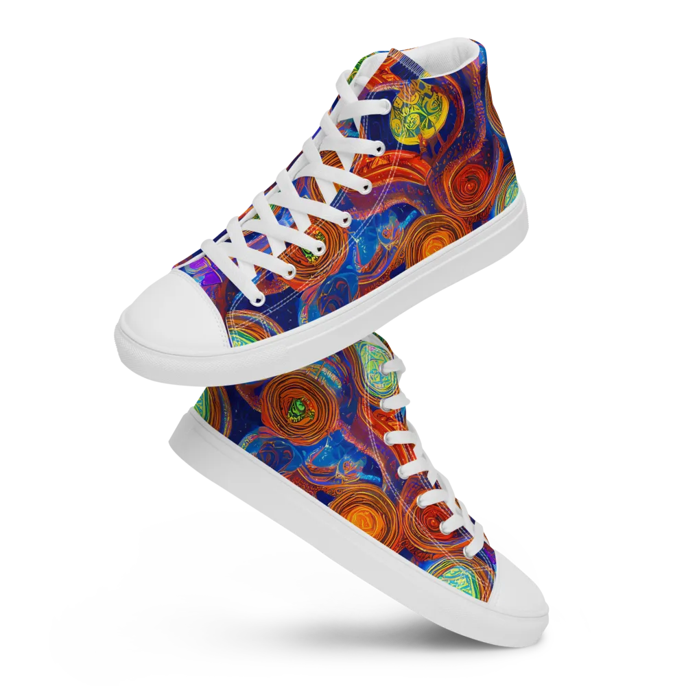 Cobalt Kaleidoscope on Men's High Top Canvas Shoes — Front