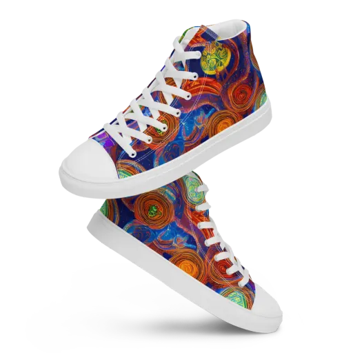 Cobalt Kaleidoscope on a Men's High Top Canvas Shoes