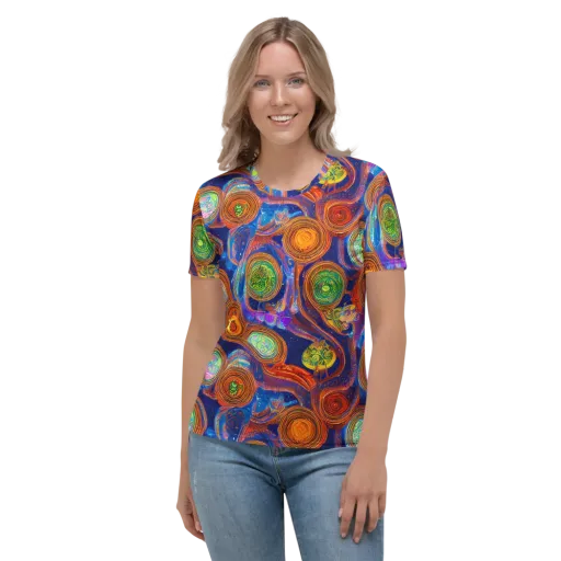 Cobalt Kaleidoscope on a Women's Crew Neck T-Shirt