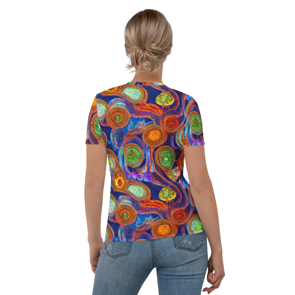 Cobalt Kaleidoscope on Women's Crew Neck T-Shirt — Back