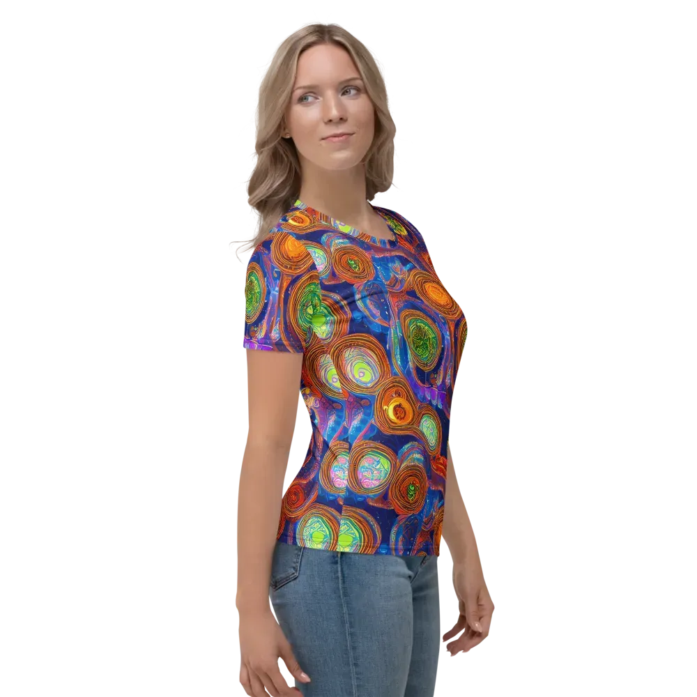 Cobalt Kaleidoscope on Women's Crew Neck T-Shirt — Right