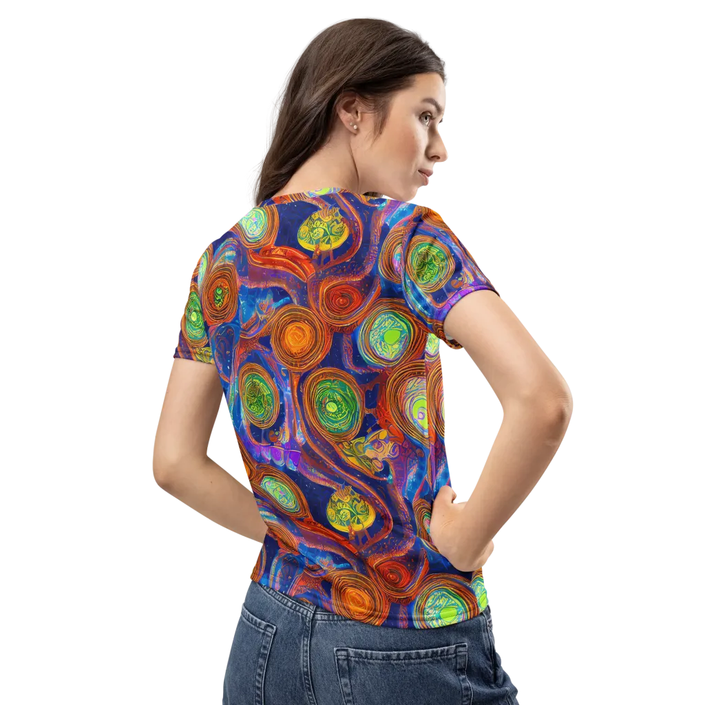 Cobalt Kaleidoscope on Women's Crew Neck T-Shirt — Back