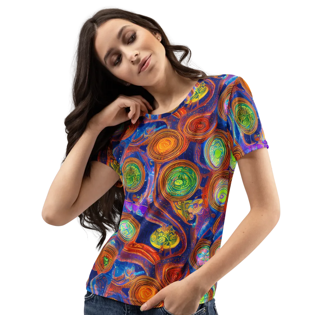 Cobalt Kaleidoscope on Women's Crew Neck T-Shirt — Left Front
