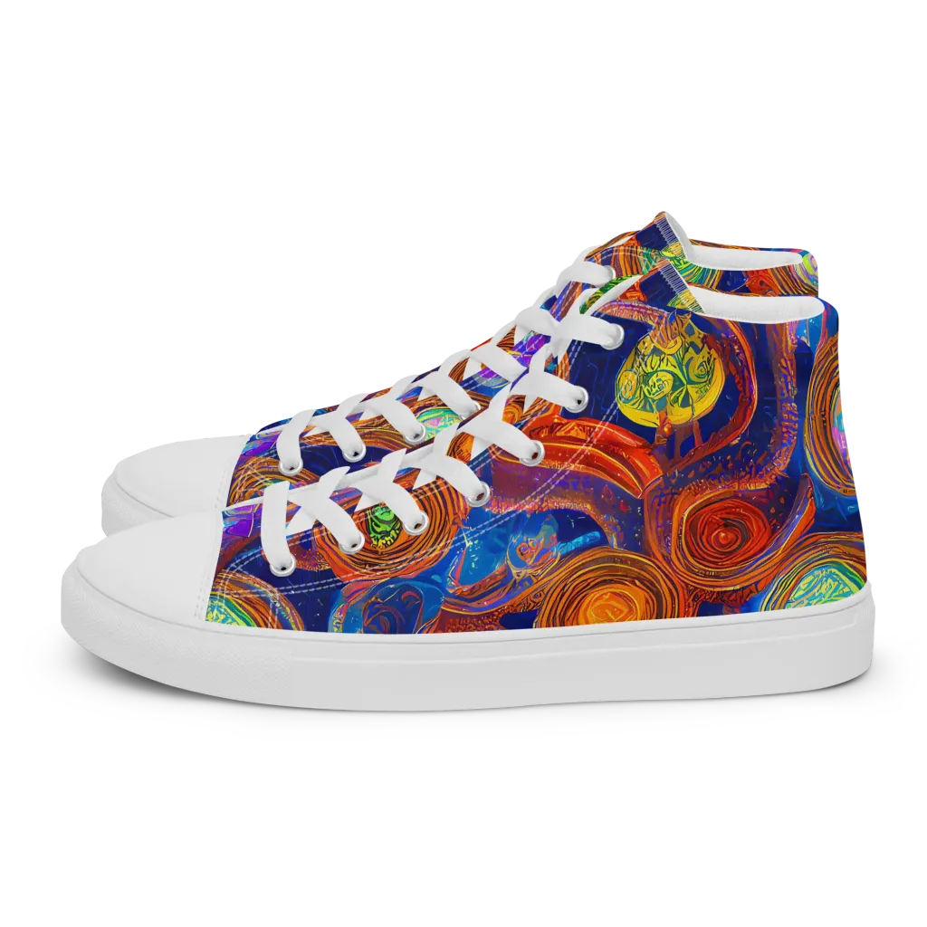 Cobalt Kaleidoscope on Women's High Top Canvas Shoes — Left