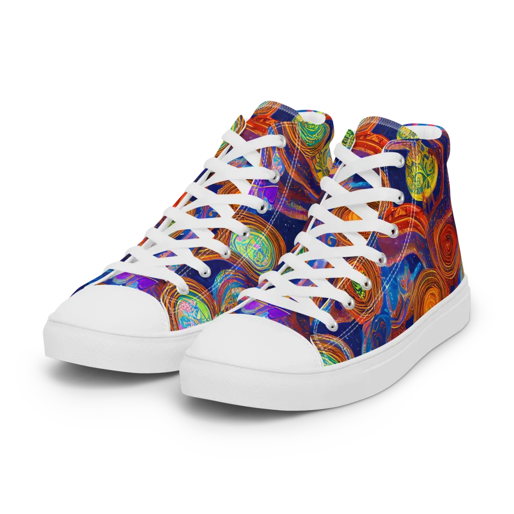 Cobalt Kaleidoscope on Women's High Top Canvas Shoes — Left Front