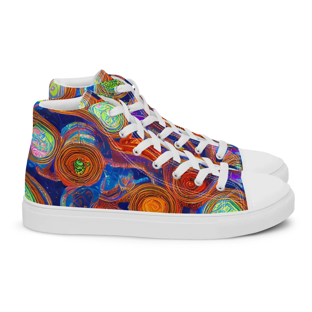 Cobalt Kaleidoscope on Women's High Top Canvas Shoes — Right