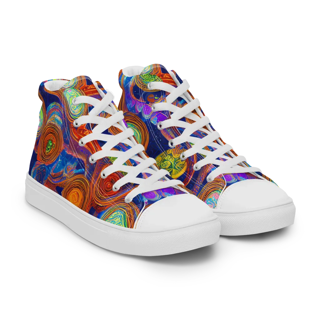 Cobalt Kaleidoscope on Women's High Top Canvas Shoes — Right Front