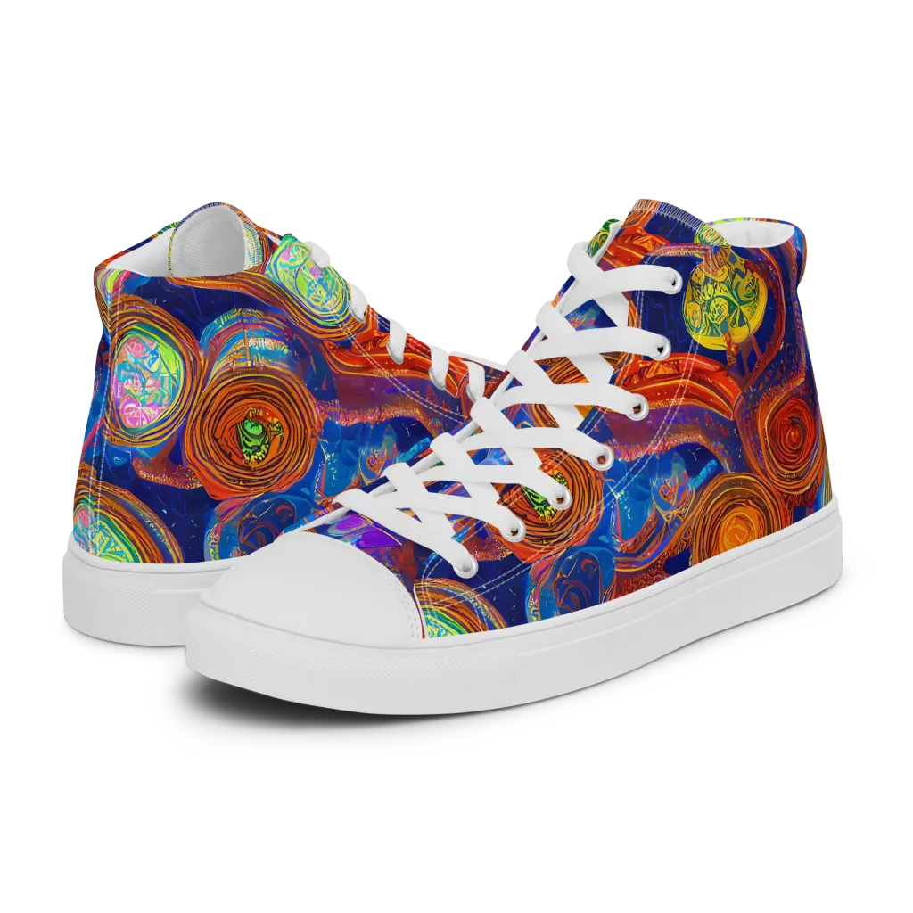 Cobalt Kaleidoscope on Women's High Top Canvas Shoes — Left