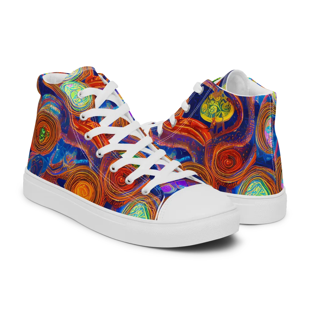 Cobalt Kaleidoscope on Women's High Top Canvas Shoes — Right