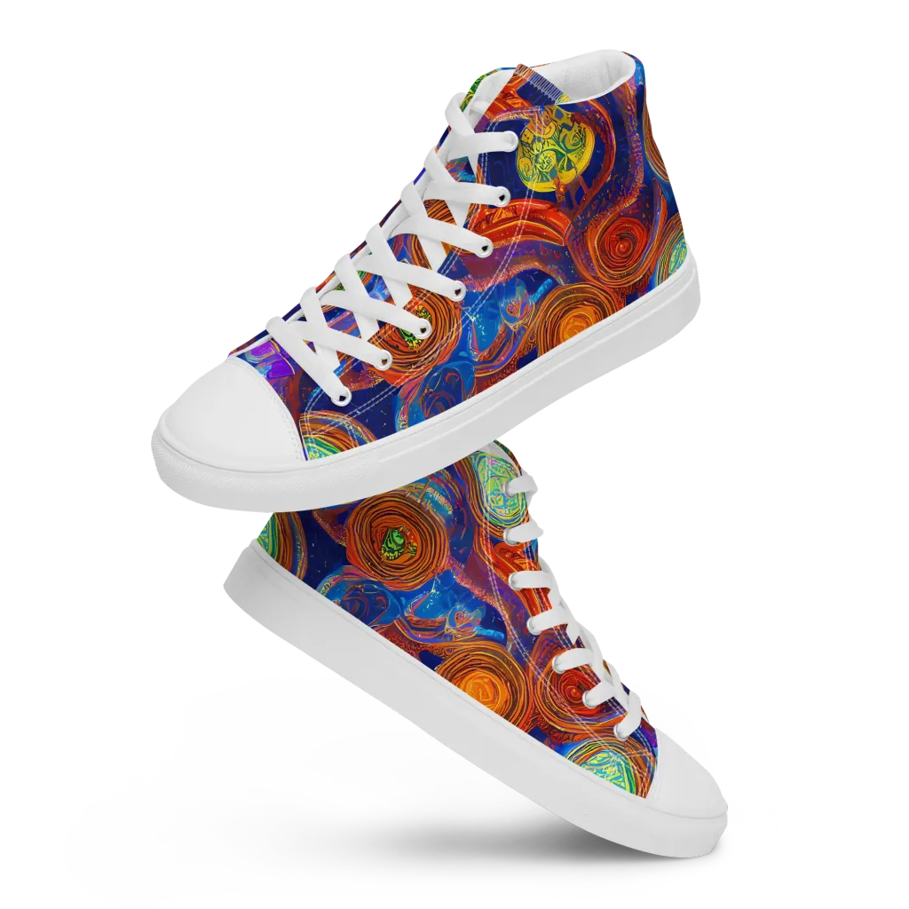 Cobalt Kaleidoscope on Women's High Top Canvas Shoes — Front