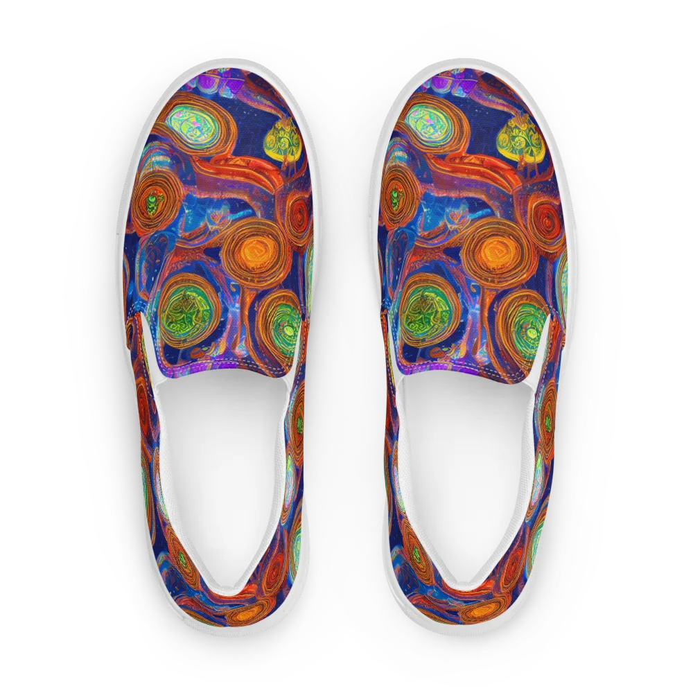 Cobalt Kaleidoscope on Men's Slip-On Canvas Shoes — Front