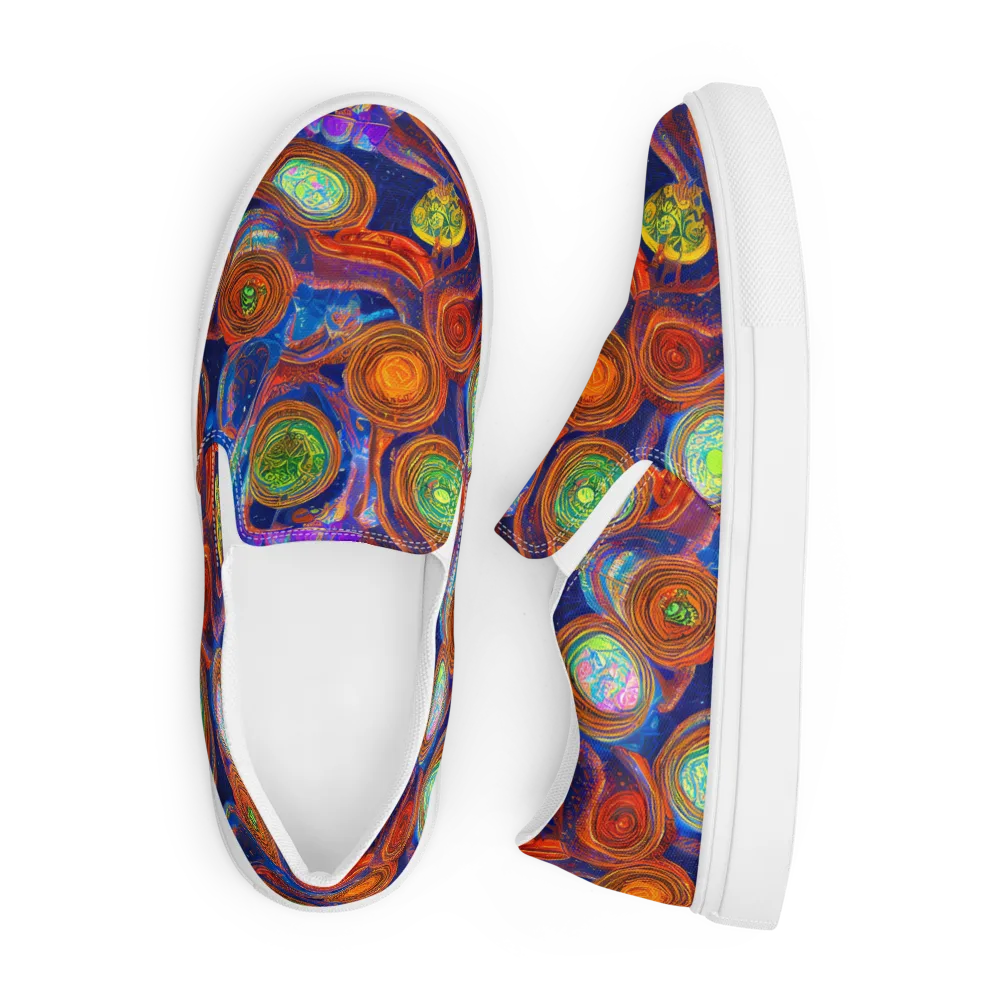 Cobalt Kaleidoscope on Men's Slip-On Canvas Shoes — Front