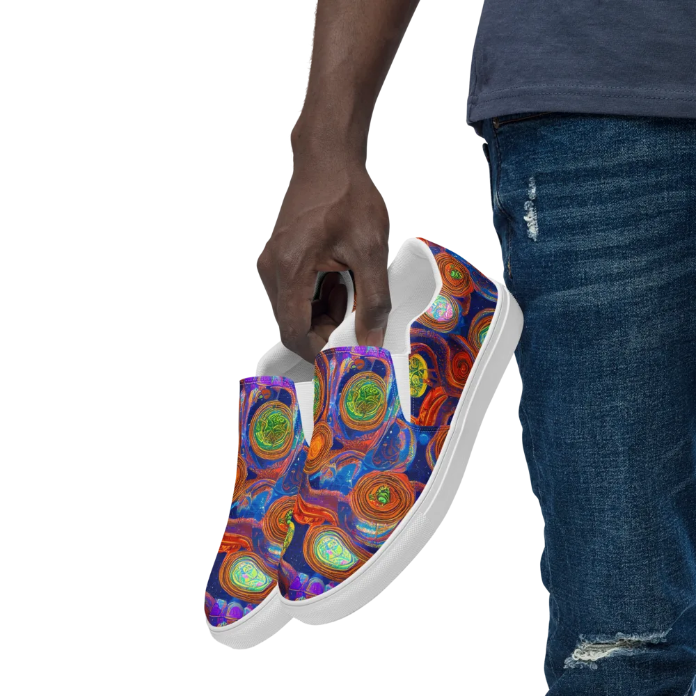 Cobalt Kaleidoscope on Men's Slip-On Canvas Shoes — Left Front