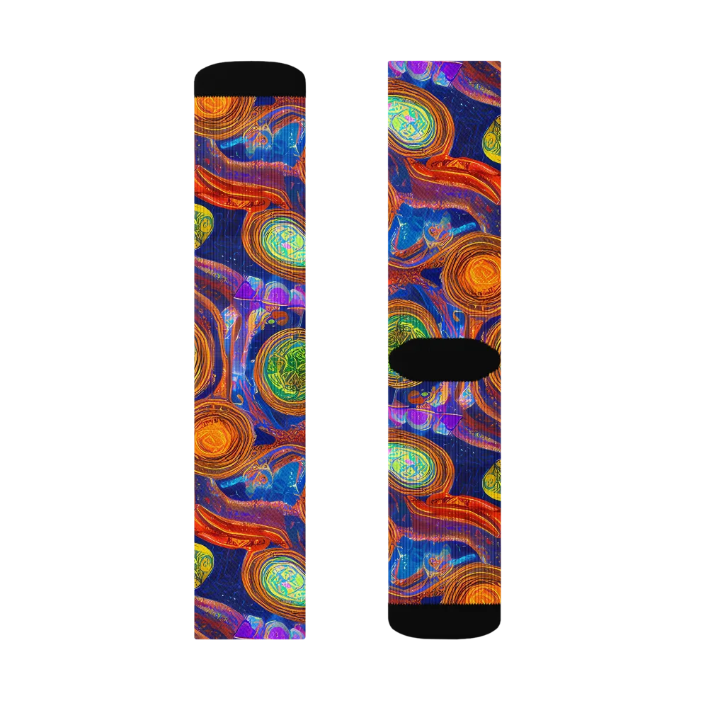 Cobalt Kaleidoscope on Socks — Left Sock