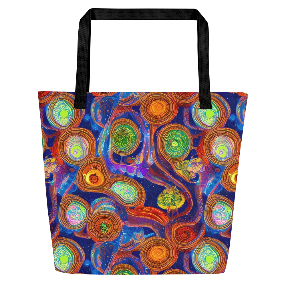 Cobalt Kaleidoscope on Large Tote Bag W/ Pocket — Front