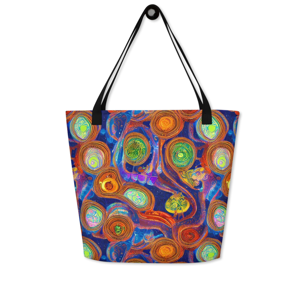 Cobalt Kaleidoscope on Large Tote Bag W/ Pocket — Front
