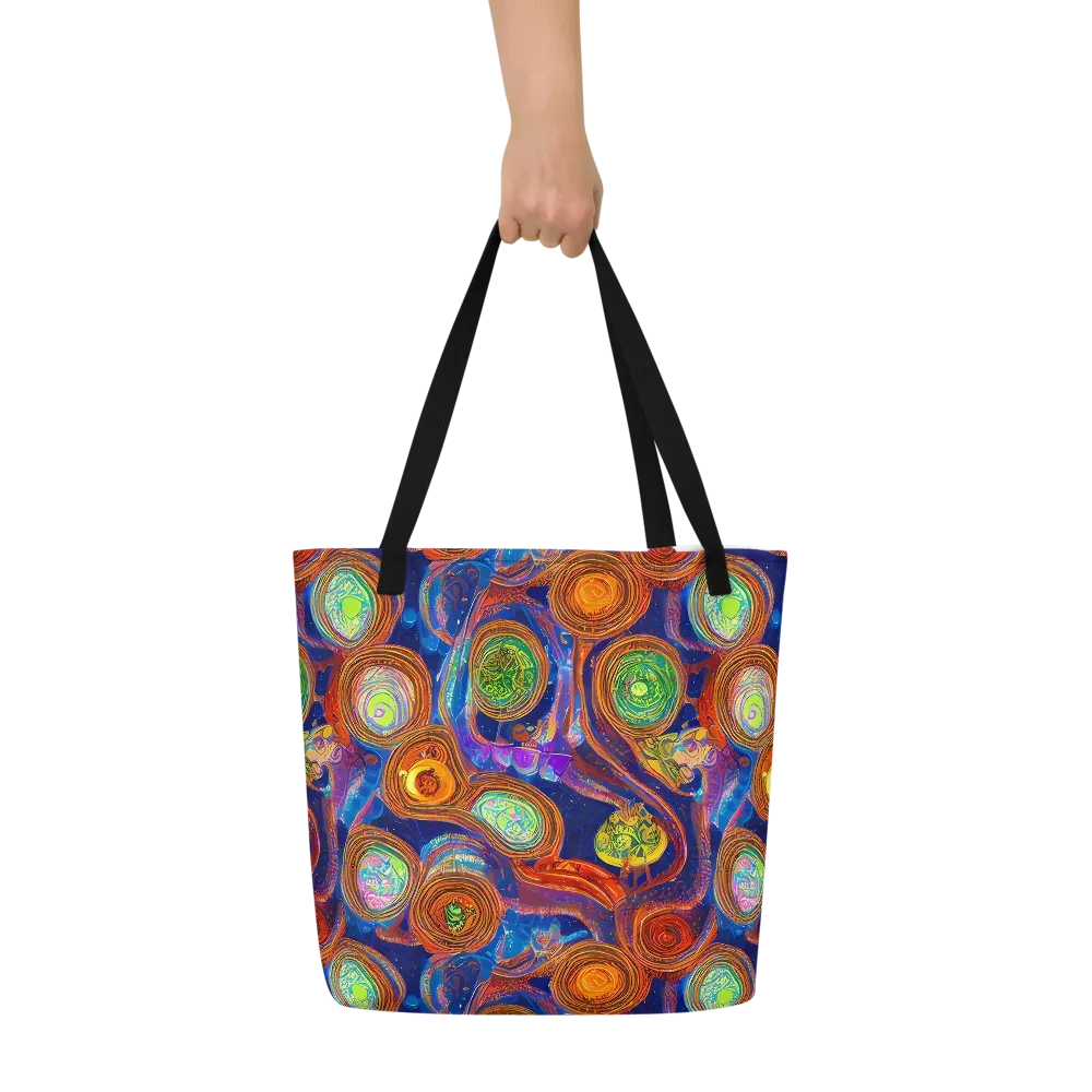 Cobalt Kaleidoscope on Large Tote Bag W/ Pocket — Front