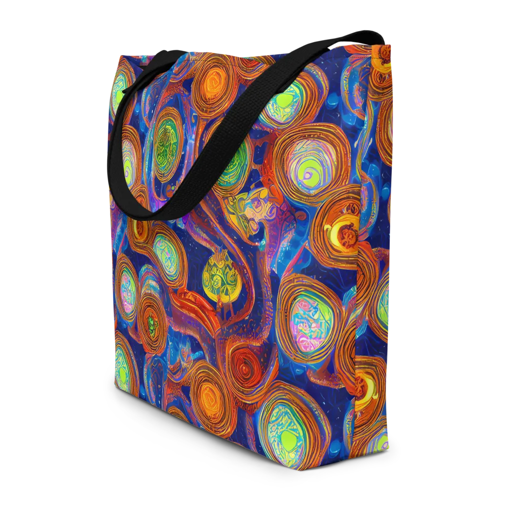 Cobalt Kaleidoscope on Large Tote Bag W/ Pocket — Front