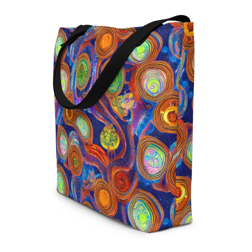Cobalt Kaleidoscope on Large Tote Bag W/ Pocket — Front