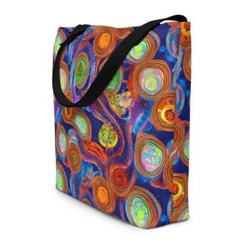 Cobalt Kaleidoscope on a Large Tote Bag W/ Pocket