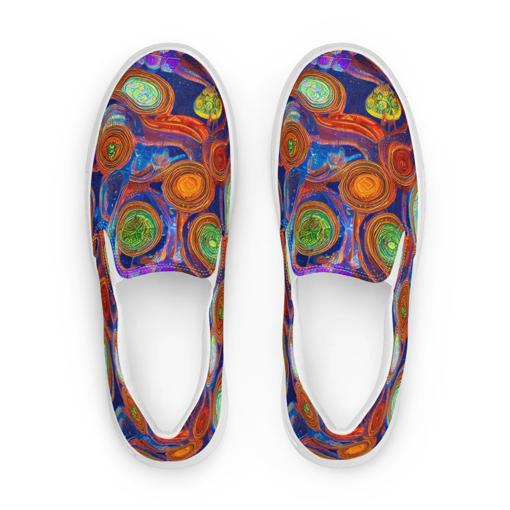 Cobalt Kaleidoscope on Women's Slip-On Canvas Shoes — Front