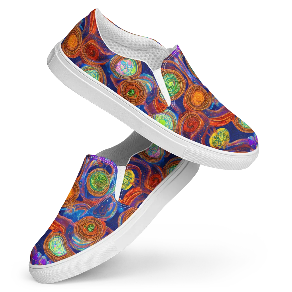 Cobalt Kaleidoscope on Women's Slip-On Canvas Shoes — Front