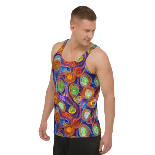 Cobalt Kaleidoscope on a Men's Tank Top